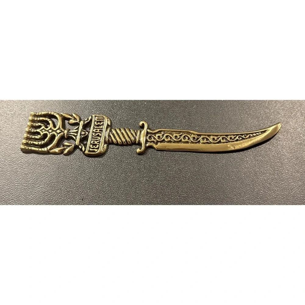 Vintage Jerusalem Souvenir Menorah Letter‎ Opener Brass NEW